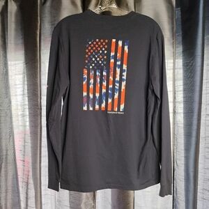 Vineyard Vines Navy Long Sleeve Shirt with Tye Dye Flag Design
